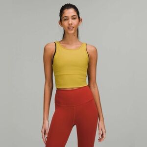 Lululemon Power Pivot Ribbed Tank Top Gold Activewear Yoga Workout Gym Fitness